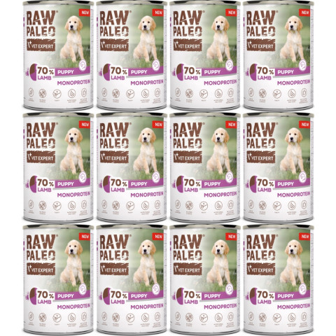 VETEXPERT Raw Paleo Štěně Mono Jehněčí - vlhké krmivo pro psy - 12x400g - Fotogalerie 1