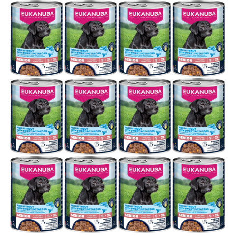 EUKANUBA Life Care Senior Bohatá na pstruha a batáty - vlhké krmivo pro psy - 12x400g - Fotogalerie 1