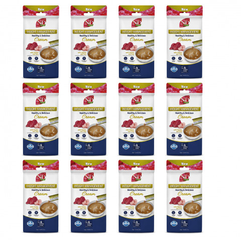 FARMINA N&D Quinoa Cat Weight Management Cream with Chicken & Tuna box – pamlsek pro kočku – 12x(4x15g) - Fotogalerie 1