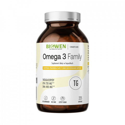 BIOWEN Omega 3 TG Family 720mg EPA, 480mg DHA – doplněk stravy pro lidi – 225 kapslí - Fotogalerie 1