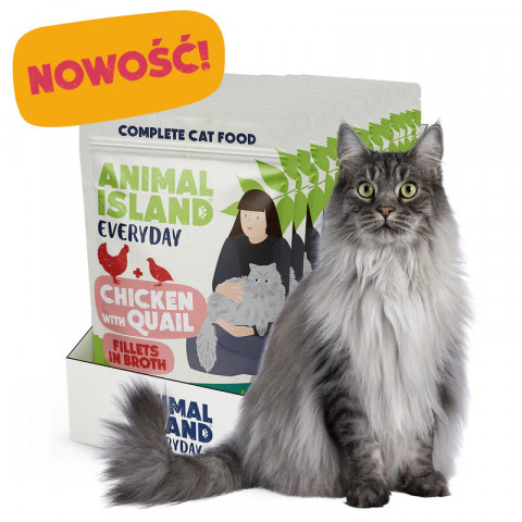 ANIMAL ISLAND Chicken with quail Fillets in broth - mokré krmivo pro kočky - 12x85g - Fotogalerie 2