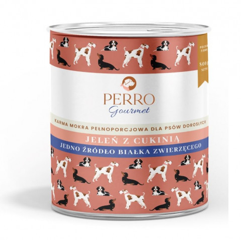 PERRO Gourmet Deer with zucchini Mono - vlhké krmivo pro psy - 800g - Fotogalerie 1