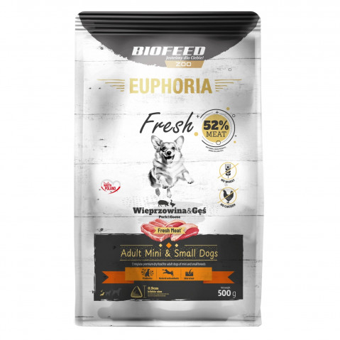 EUPHORIA Fresh Adult Pork with goose XS/S - suché krmivo pro psy - 500g - Fotogalerie 1