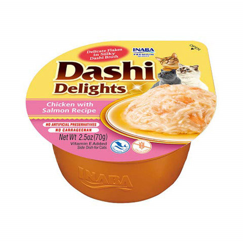 INABA Dashi Delights Kuře s lososem ve vývaru - pochoutka pro kočky - 3x70 g + 1x70 g Zdarma! - Fotogalerie 6