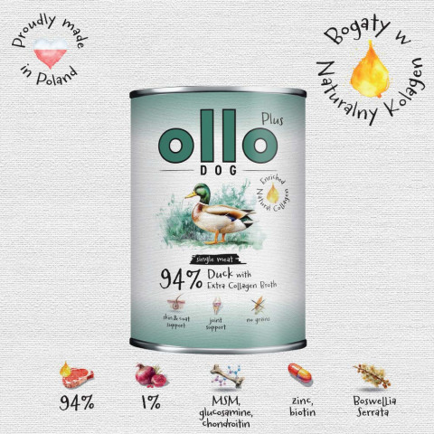 OLLO Plus Collagen Mono Duck - vlhké krmivo pro psy - 800g - Fotogalerie 3