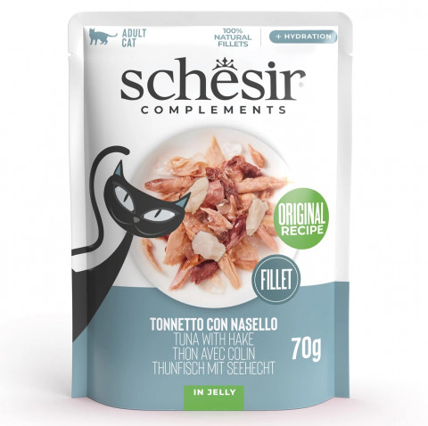 SCHESIR Tuna with hake in jelly - mokré krmivo pro kočky - 70g - Fotogalerie 1
