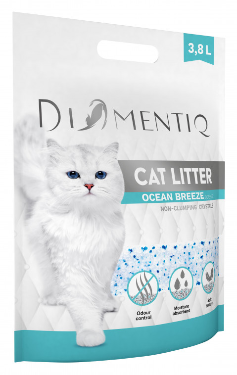 DIAMENTIQ Ocean Breeze silikonové stelivo, nehrudkující pro kočky – 4×3,8 l - Fotogalerie 4
