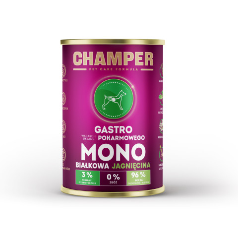 CHAMPER Gastro Mono Jehněčí + BRIT Mono Protein Lamb – mokré krmivo pro psy – 30×400 g - Fotogalerie 3
