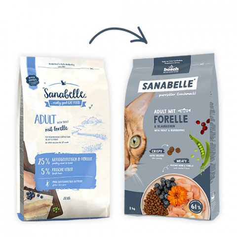 BOSCH Sanabelle Life Adult Trout with blueberries - suché krmivo pro kočky - 8kg - Fotogalerie 2