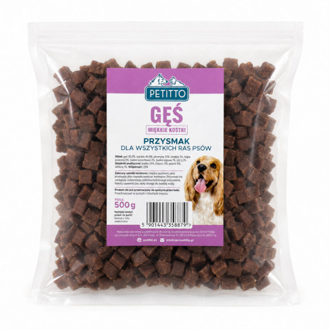 PETITTO Soft goose meat cubes - pamlsek pro psa - 500g - Fotogalerie 1