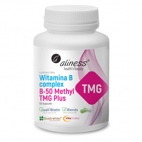 ALINESS Witamina B Complex B-50 Methyl TMG PLUS – doplněk stravy – 100 kapslí - Fotogalerie 1