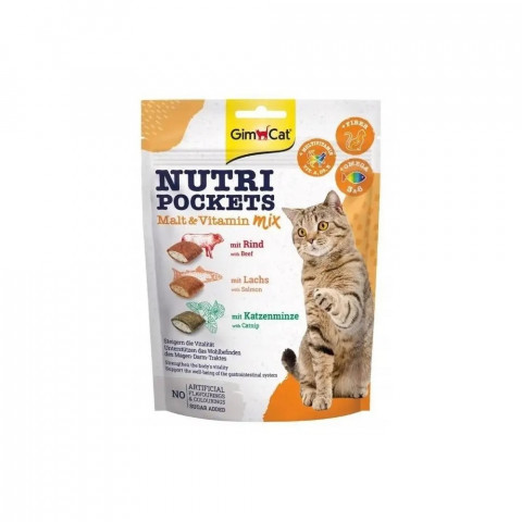 GIMCAT Nutri Pockets Malt & Vitamin mix – pamlsek pro kočku – 150g - Fotogalerie 1