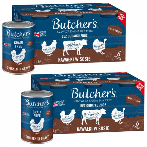 BUTCHER'S Original Mega pack mix se zeleninou v omáčce - mokré krmivo pro psy - 12x400g (2x(6x400g)) - Fotogalerie 1