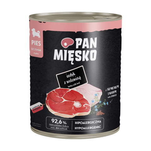 PAN MIĘSKO Puppy Turkey with beef - vlhké krmivo pro psy - 800g - Fotogalerie 1