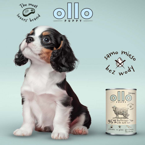 OLLO Puppy Umami Hovězí a Zelené Dršťky s Kachními Játry - mokré krmivo pro psy - 850g - Fotogalerie 6