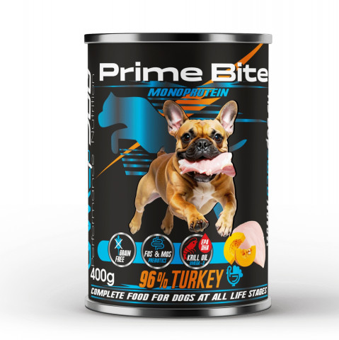 PRIME BITE Monoprotein Turkey with pumpkin - vlhké krmivo pro psy - 400g - Fotogalerie 1