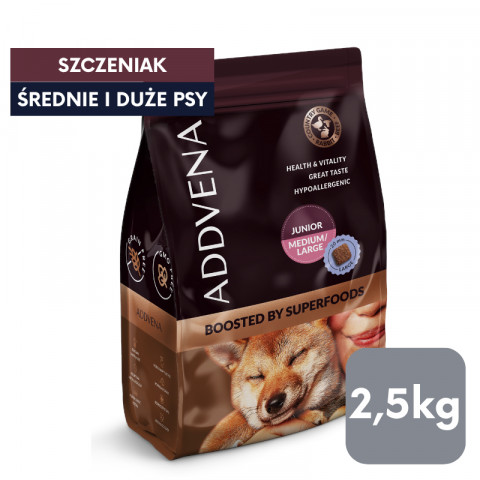 ADDVENA Boosted by superfoods Junior Medium/Large Beef - suché krmivo pro psy - 2,5kg - Fotogalerie 5