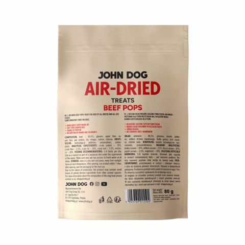 JOHN DOG Air-Dried Beef pops - pamlsek pro psa - 80g - Fotogalerie 3