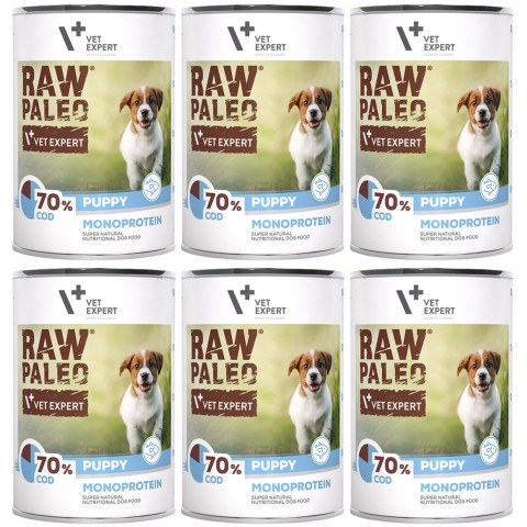 VETEXPERT Raw Paleo Puppy Mono Treska - vlhké krmivo pro štěňata - 6x400g - Fotogalerie 1