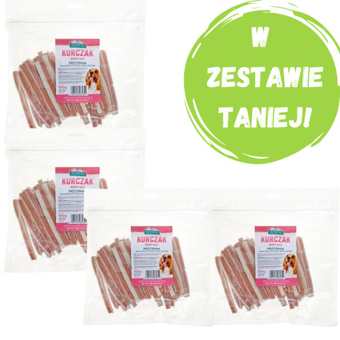 PETITTO Měkké proužky z kuřete - pamlsek pro psy - 4x500g - Fotogalerie 1