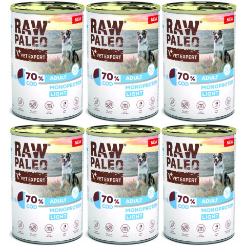 VETEXPERT Raw Paleo Treska Light Mono - vlhké krmivo pro psy - 6x400g - Fotogalerie 1