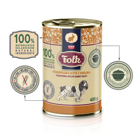FOLK Traditional polish rabbit feast - vlhké krmivo pro psy - 400g - Fotogalerie 3