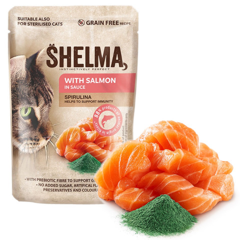 SHELMA with salmon in sauce - mokré krmivo pro kočky - 6x85g - Fotogalerie 6