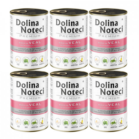 DOLINA NOTECI Premium Bohatá na telecí s hráškem – mokré krmivo pro psy – 6×400 g - Fotogalerie 1