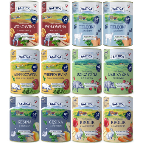 BALTICA Chutě regionů MIX příchutí - mokré krmivo pro psy - 12x400g - Fotogalerie 1