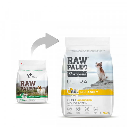 RAW PALEO Ultra Mini Adult Turkey - suché krmivo pro psy - 750 g - Fotogalerie 5