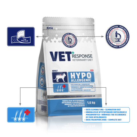 VET RESPONSE Hypoallergenic - suché krmivo pro kočky - 1,6kg - Fotogalerie 4