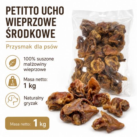 PETITTO střední vepřové ucho Mono - pamlsek pro psy - 1 kg - Fotogalerie 5