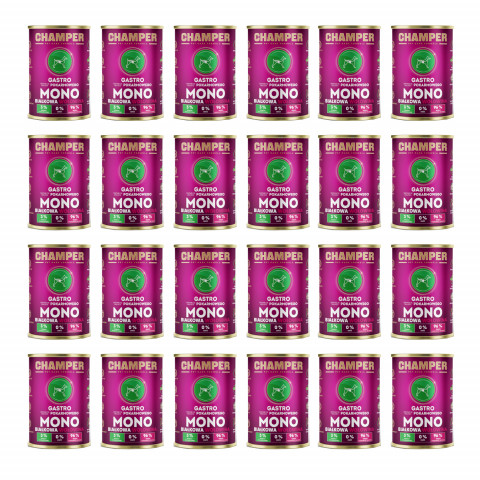 CHAMPER Gastro monoproteinové hovězí – mokré krmivo pro psa – 24×400 g - Fotogalerie 1