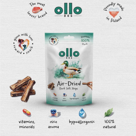 OLLO Air-Dried Duck strips - pamlsek pro psa - 80g - Fotogalerie 2