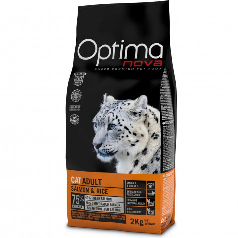 OPTIMANOVA Cat Adult Sterilised Losos a Rýže - suché krmivo pro kočky - 2kg - Fotogalerie 1