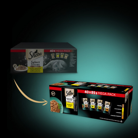 SHEBA Selection Select Slices Poultry Flavours - vlhké krmivo pro kočky - 40 x 85g - Fotogalerie 12