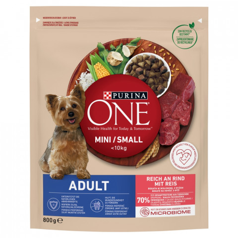  PURINA One Mini Adult Beef, Rice - suché krmivo pro psy - 800 g - Fotogalerie 1