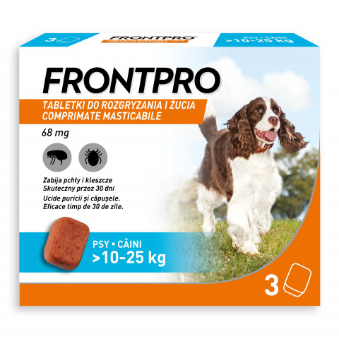 FRONTPRO Tablety proti blechám a klíšťatům pro psa (>10-25 kg) - 3x 68mg - Fotogalerie 7