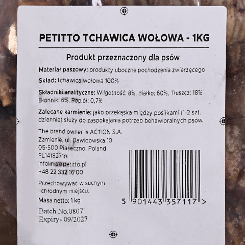 PETITTO Beef trachea - pamlsek pro psa - 1kg - Fotogalerie 2