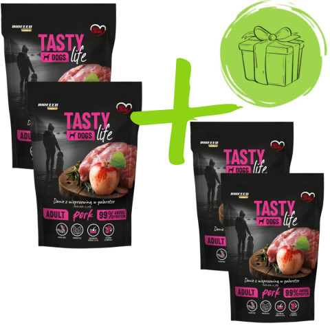BIOFEED Tasty Dogs Life Vepřové - vlhké krmivo pro psy - 2x500g + 2x500g ZDARMA - Fotogalerie 1