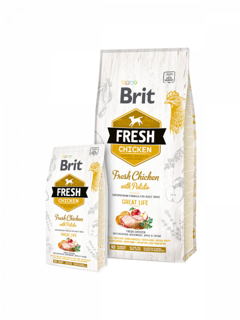 Brit Fresh 12 kg Dospělý jedinec Jablko, Pohanka, Kuřecí maso, Brambor - Fotogalerie 2
