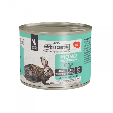 WIEJSKA ZAGRODA Rabbit monoprotein for kittens - mokré krmivo pro kočky - 200g - Fotogalerie 1