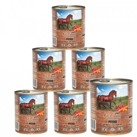 O'CANIS Kůň se zeleninou a lněným semínkem - mokré krmivo pro psy - 6x800g - Fotogalerie 1