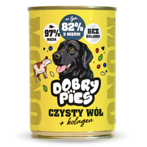 DOBRY PIES Mono Čistý vůl + kolagen – vlhké krmivo pro psa – 6x400g - Fotogalerie 2