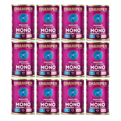 CHAMPER Immuno monoproteinový losos – mokré krmivo pro psa – 12×400 g - Fotogalerie 1