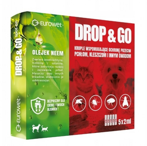 EUROWET Drop&Go Spot-on – kapky proti blechám a klíšťatům pro psa a kočku – 5x2 ml - Fotogalerie 1