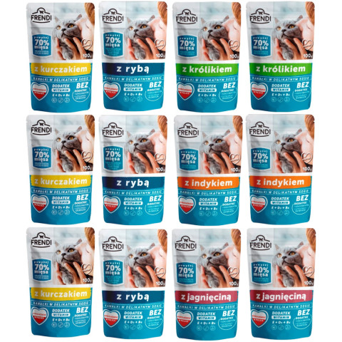 FRENDI kousky v omáčce MIX příchutí - mokré krmivo pro kočky - 12x100g - Fotogalerie 1