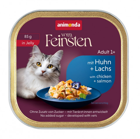 ANIMONDA Vom Feinsten Adult in Jelly Chicken and salmon - mokré krmivo pro kočky - 85g - Fotogalerie 1