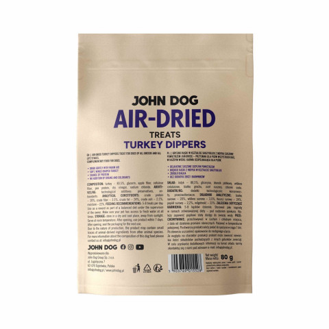 JOHN DOG Air-Dried Turkey dippers - pamlsek pro psa - 80g - Fotogalerie 3