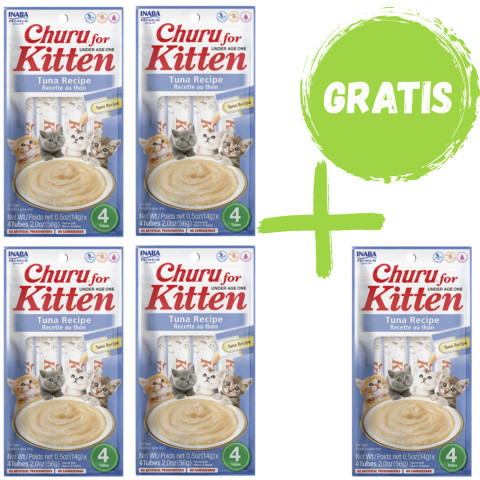 INABA Cat Churu Kitten Tuna - pamlsek pro kočky - 4x(4x14g) + GRATIS - Fotogalerie 1